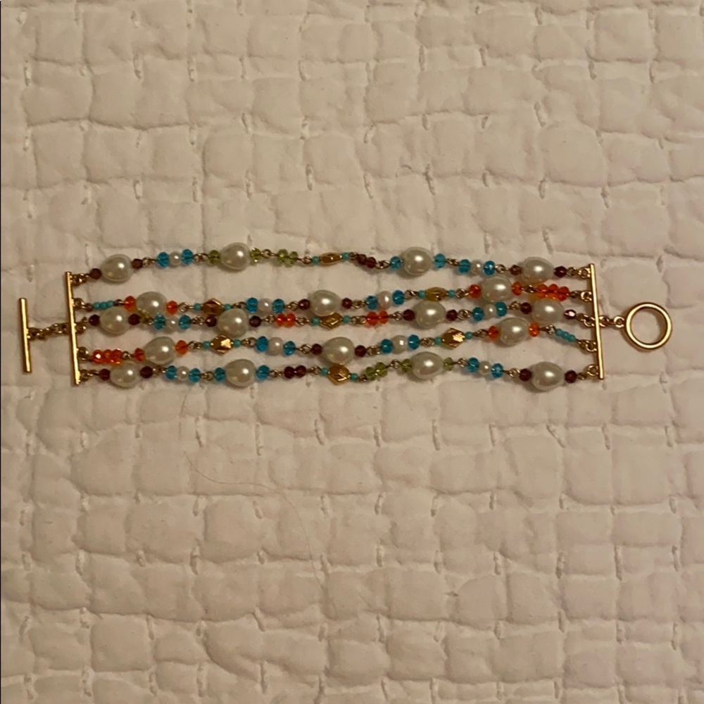 Lauren Ralph Lauren Pearl Gold Gemstone Bracelet